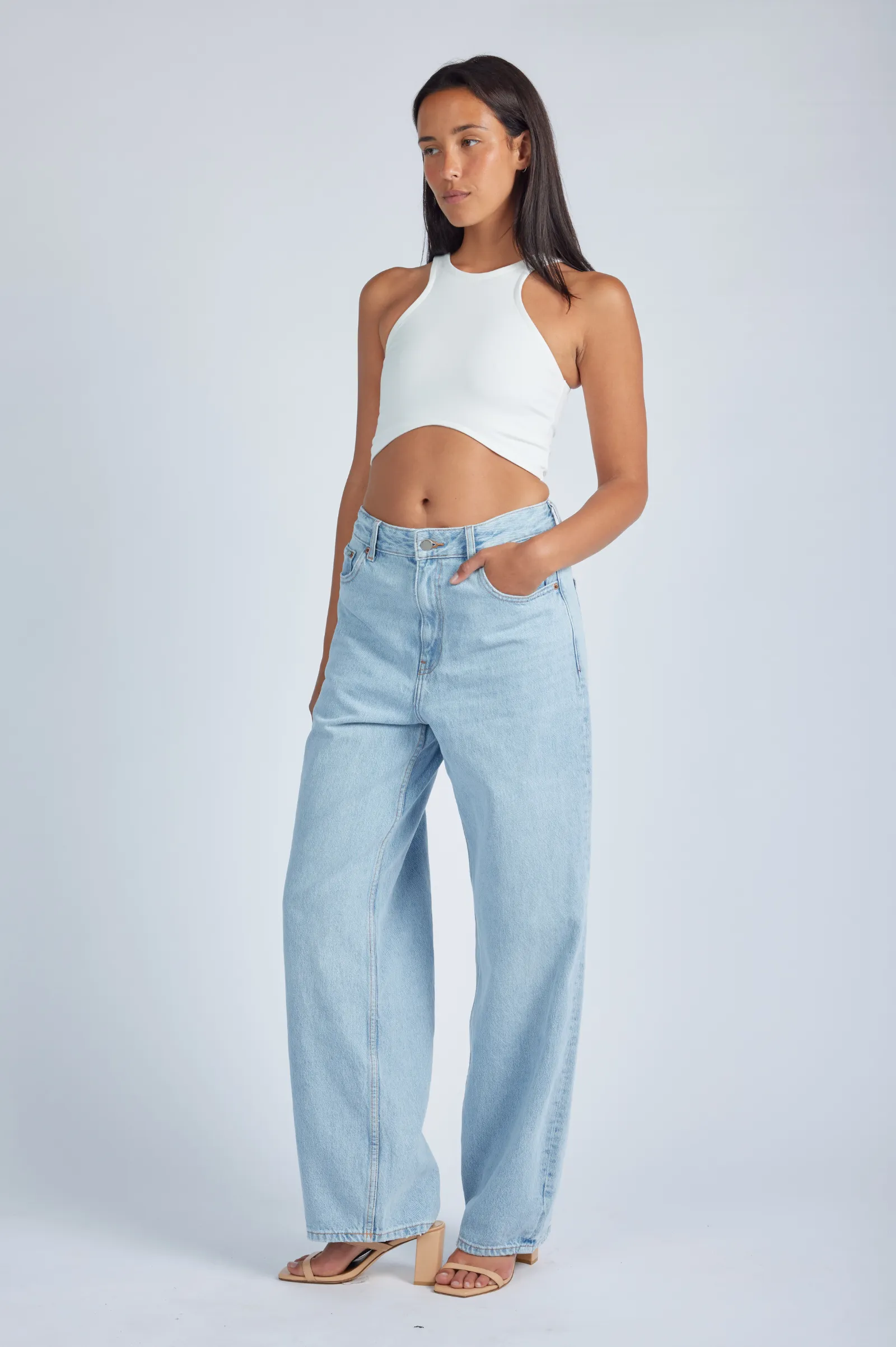 Donna Baggy Jeans - Stream Light Worn